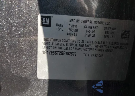 2016 Chevrolet Malibu 1Lt from USA, damaged, VIN 1G1ZE5ST2GF182829